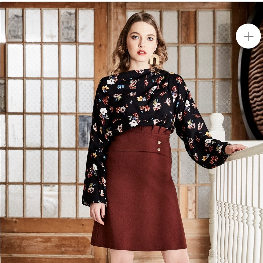 Floral crop top with long sleeves - Picture 5 of 5